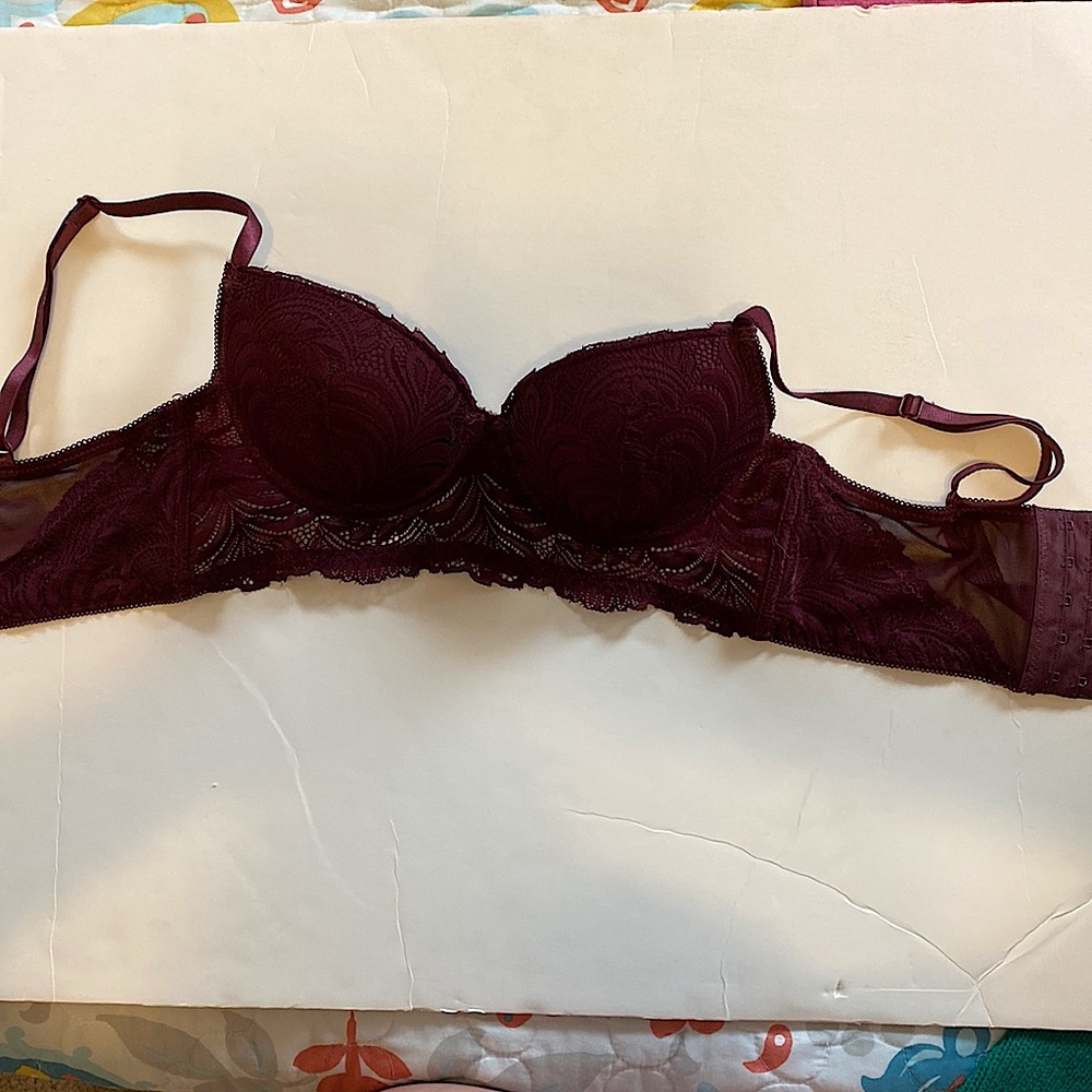 Maroon Push-Up Lace Bra